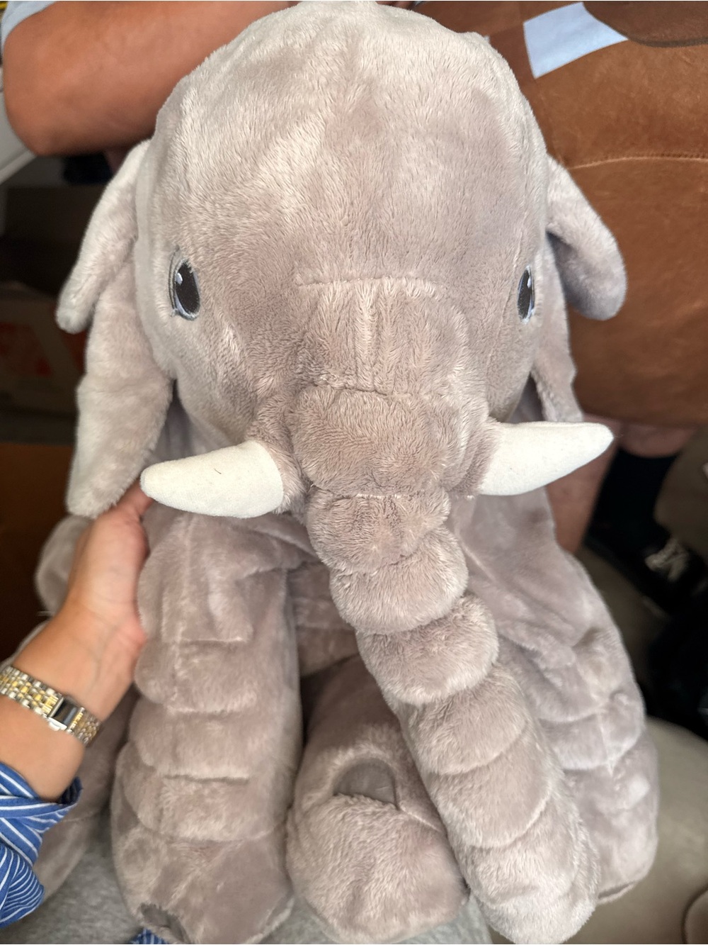 Big Soft Gray Elephant Moma Dada Plush Animal PreLoved Good Condition IKEA 20”